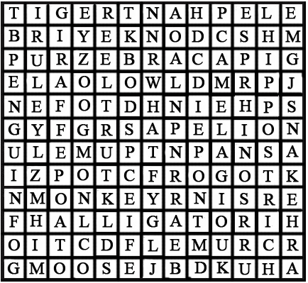 zoo animal word find